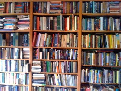 Bookshelves on an upper floor in the house on the hill :