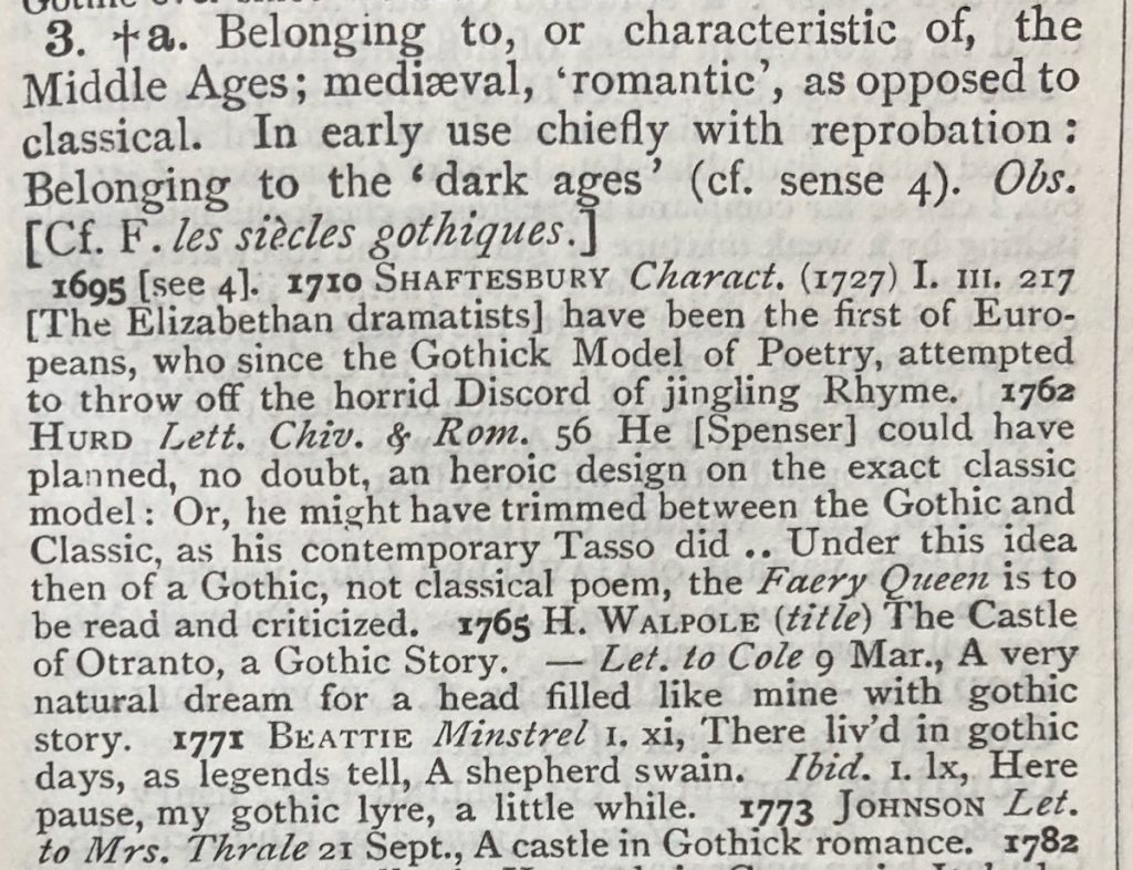 definition of the Gothic in the OED