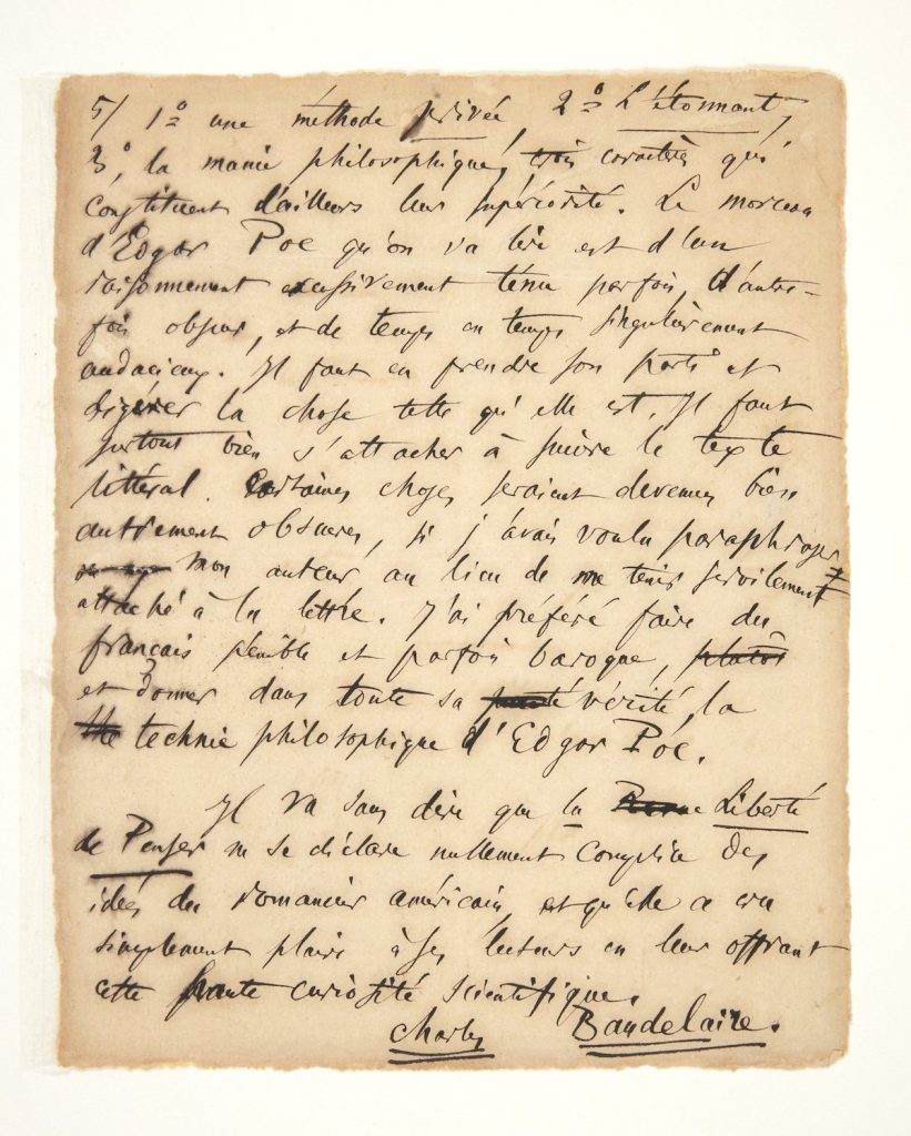 page 5 of a manuscript by Charles Baudelaire, 1848