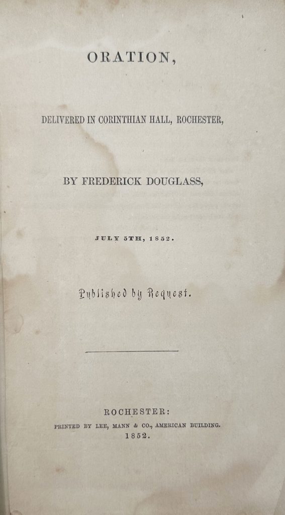 Frederick Douglass, Oration, 1852